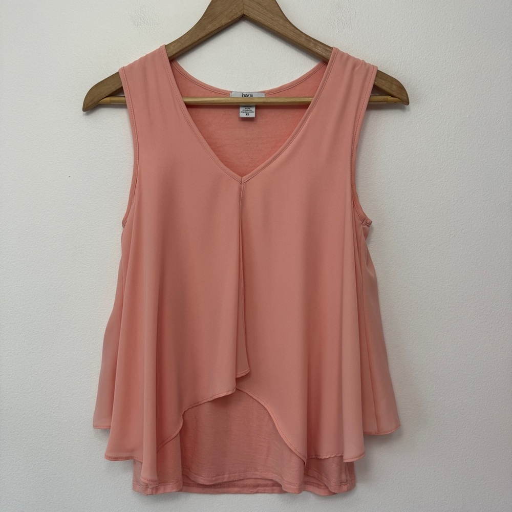 Bar III Womens Layered Split-Back Tank Top Size XS Peach